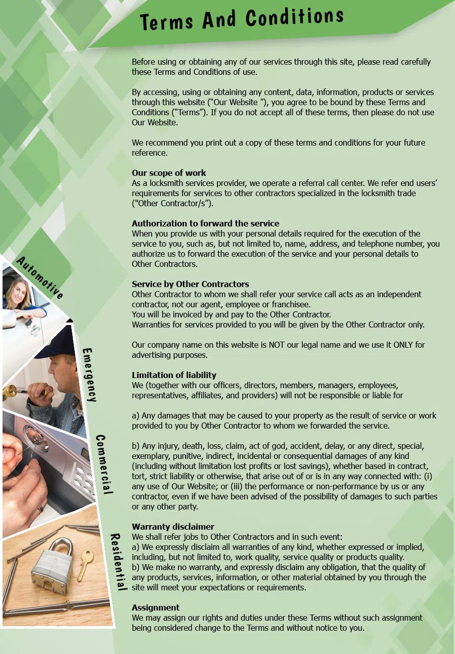 Oakland Emergency Lock And Door Oakland, CA 510-803-3118 - TermsAndConditions-2